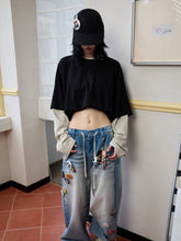 Fake Two-Piece Contrast Color Loose Striped?T-Shirt